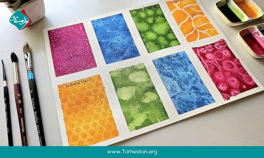 ابزار و متریال لازم برای بافت‌ سازی آبرنگ